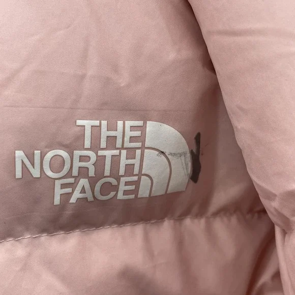 North Face Goose Down 550 Puffer Jacket Youth Girl Medium Pink Reversible Winter